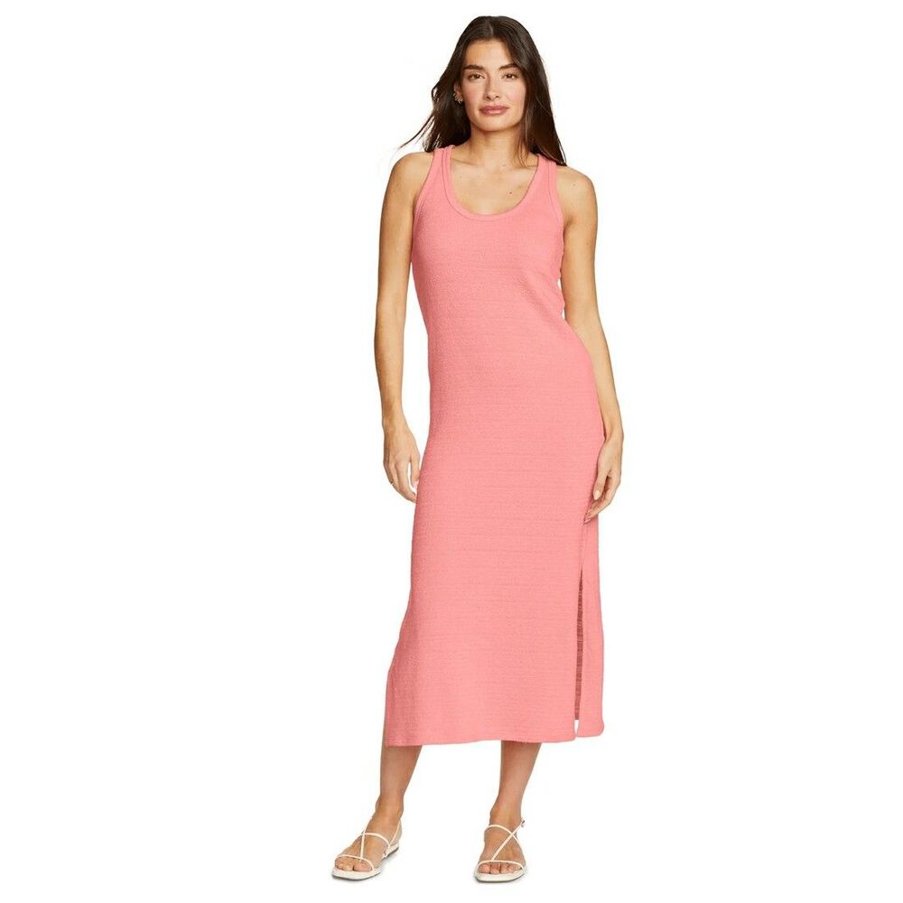 Eddie Bauer Knit Beachy Slub-Texture Dress Pink Grapefruit Women's Sz Small